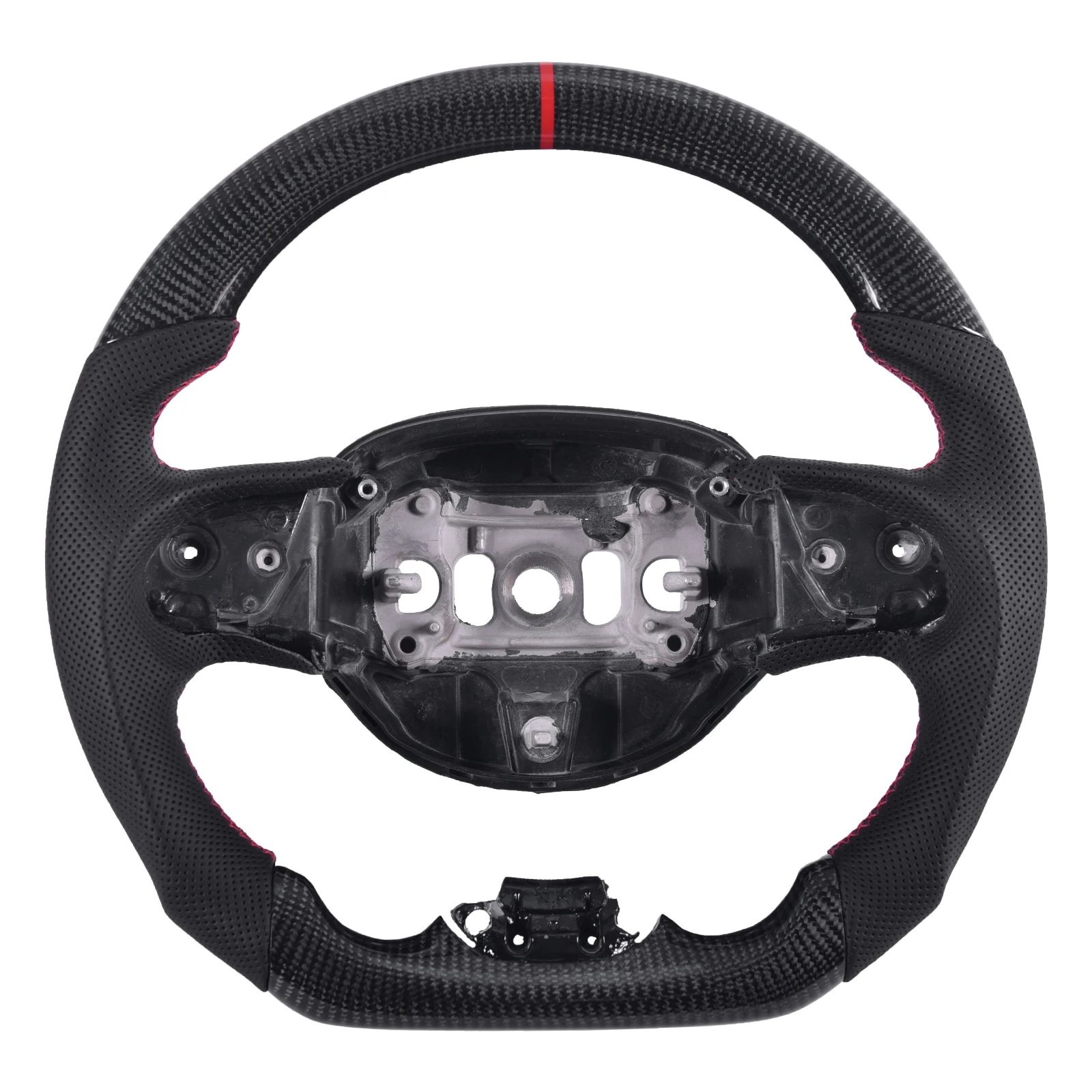 . Fiber Steering Wheel for Jeep Grand Cherokee 2014-2020 D-Shape Flat Bottom Sport Wheel with Perforated Leather Grip