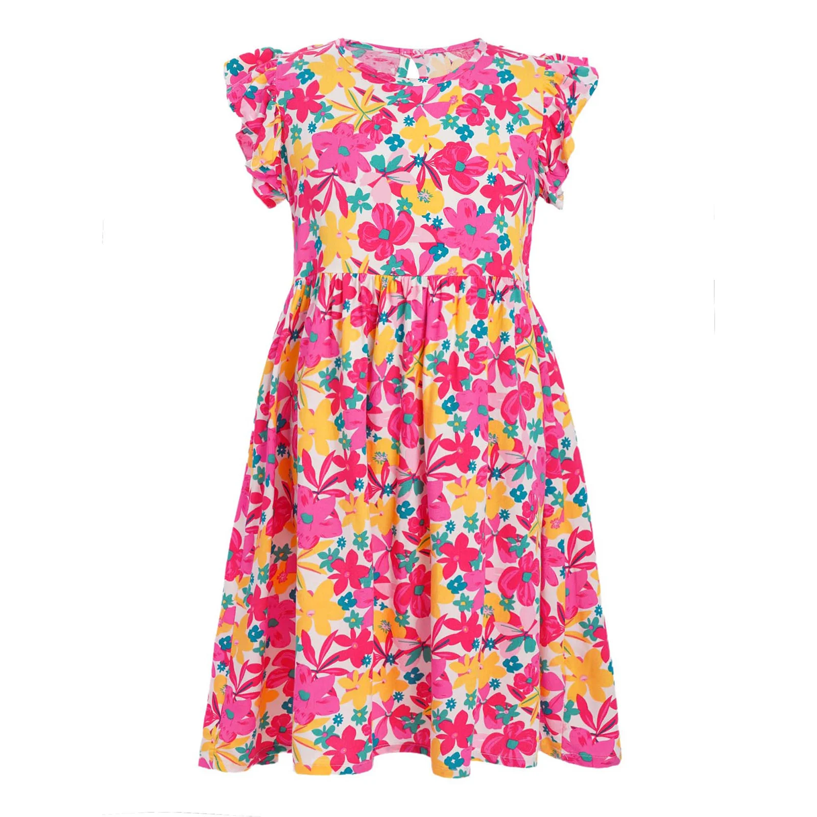 

Girls Clothes New Summer Princess Dresses Flutter Sleeve Kids Dress Floral Wedding Party Baby Dresses for Children Clothing