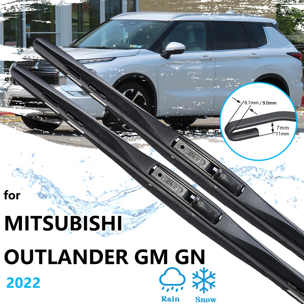 2x For Mitsubishi Outlander GM GN 2022 Frameless Wiper Blades Rubber Front Windscreen Hatchback Cleaning Replacement Accessories