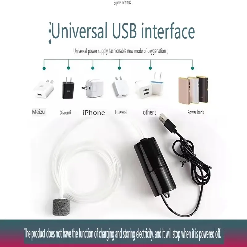 USB Rechargeable Oxygenator for Fish Tank, Mini Aquarium Air Pump, Small Silent Oxygen Pump, Portable Aerator for Travel and Hom