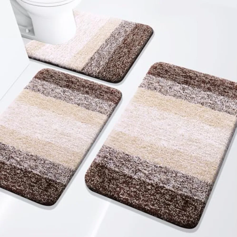 

Набор ковриков для ванной, 3 шт., очень мягкие и впитывающие, машинная стирка, для ванной, туалета, душа, 24x16 дюймов