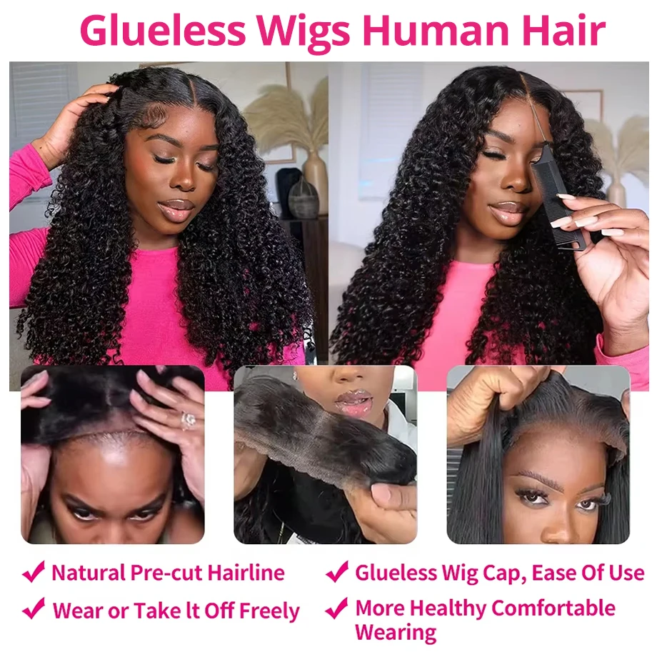 Glueless Wigs Human Hair Wear And Go Pre Cut 4x4 5x5 Hd Lace Closure Wig Deep Wave Curly Human Hair Wig Brazilian Water Wave Wig image 4