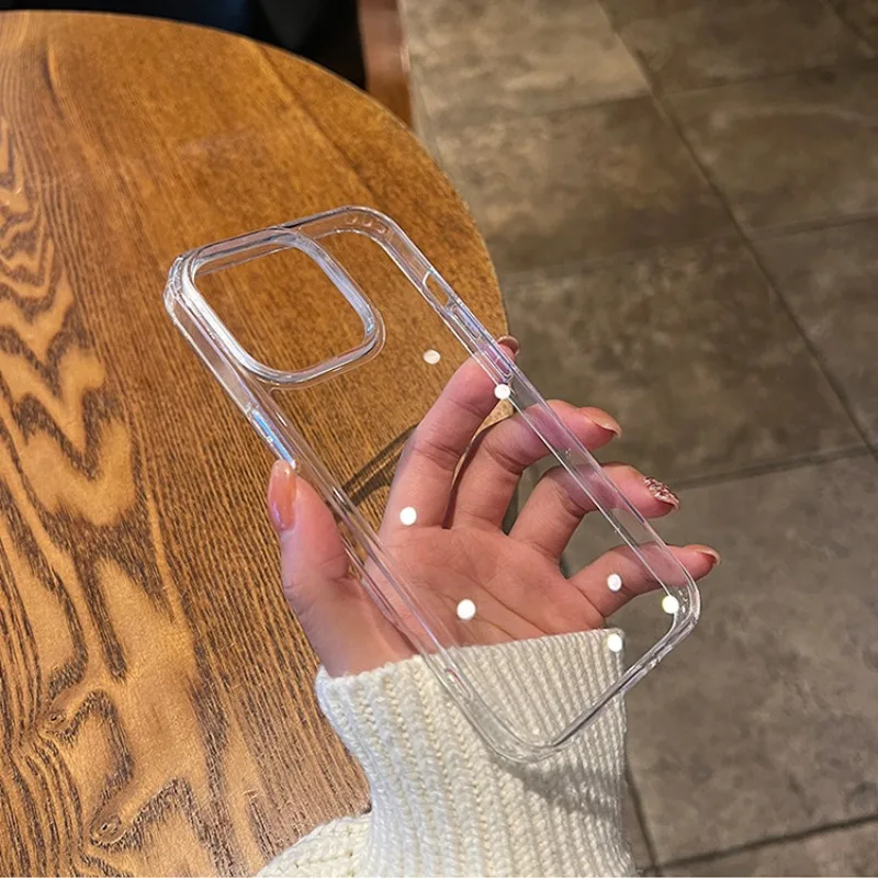 2025 New Clear Acrylic Phone Case for iPhone 17/16 Pro Max/15/14 Pro Max/13 Drop Protection Groove Epoxy Protective Cover