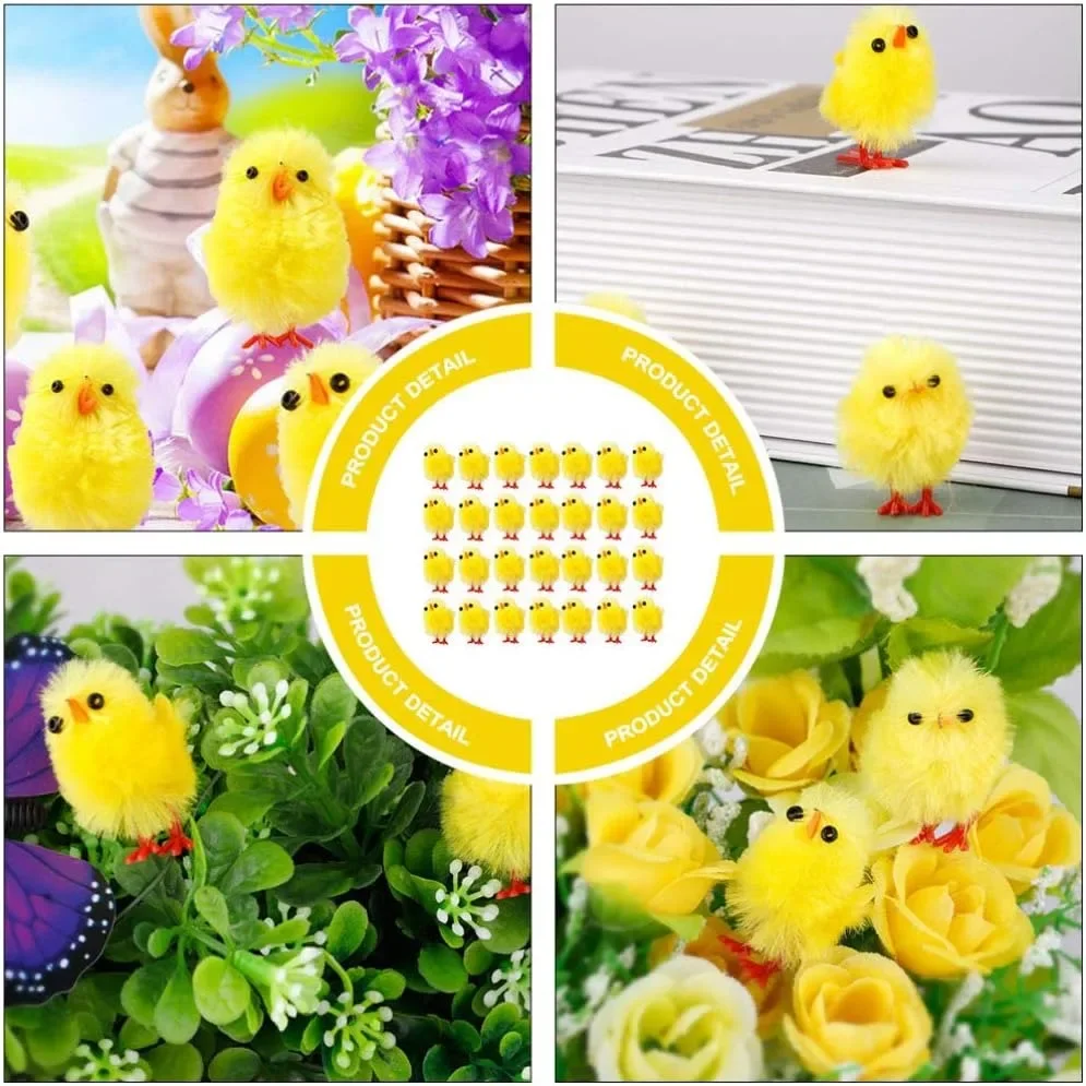 Easter Chick Plush Mini Yellow Chicken Simulation Animal Cute DIY Party Decoration Gift for Kids Children Desktop Ornament - view 6