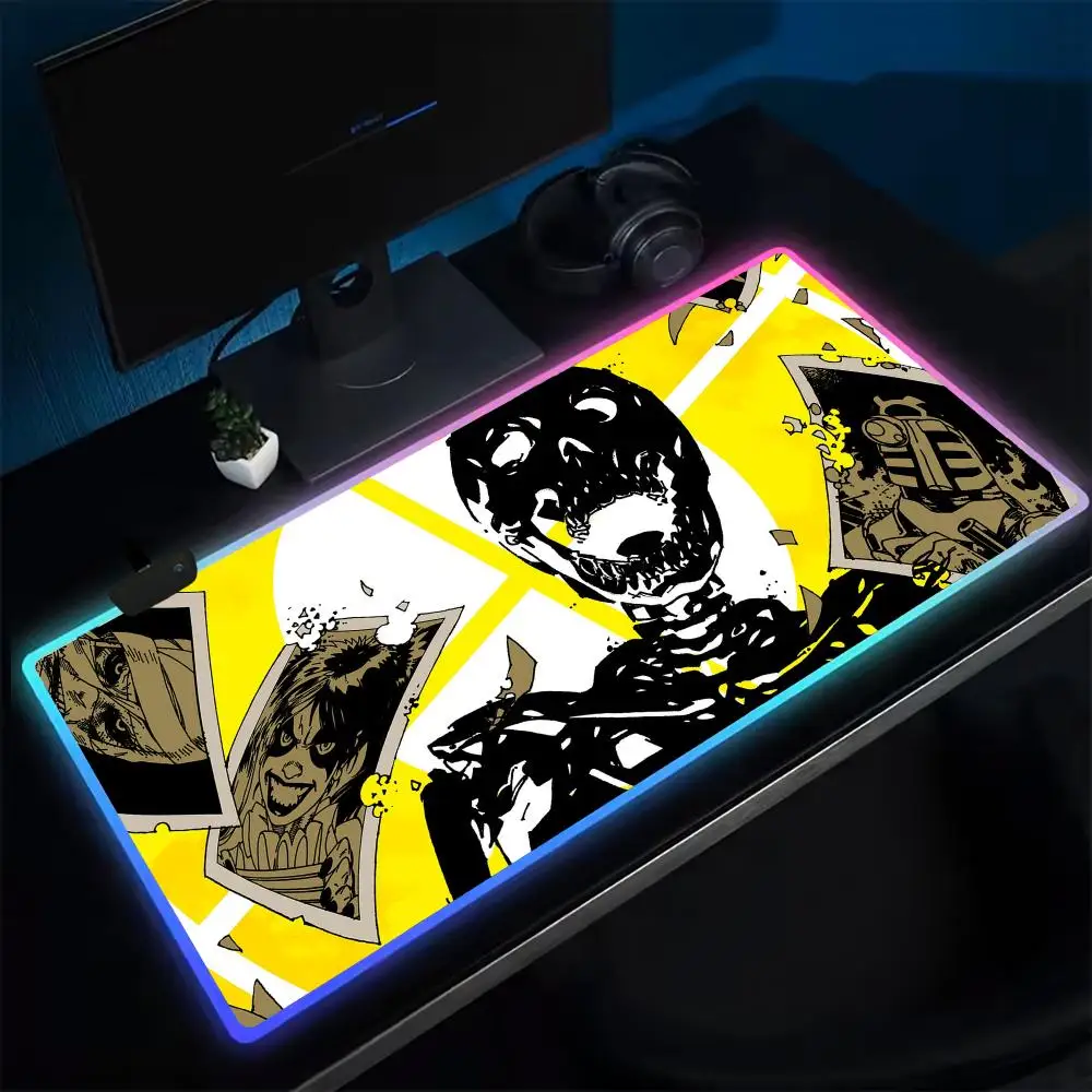 S-SuicideES S-SquadES Mouse Pad Anime Gaming Mouse Pad LED Table Pads Backlit Rubber Desktop XXL RGB Desk Mats