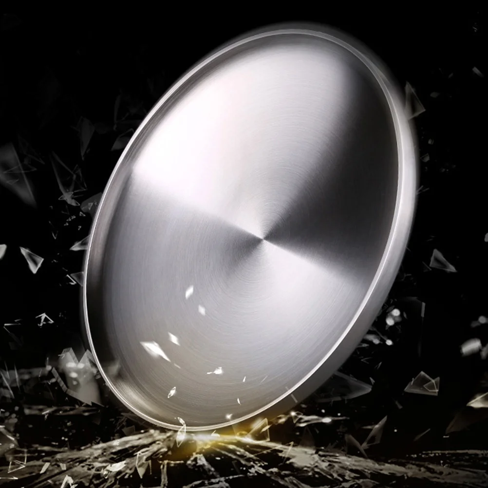 

304 Stainless Steel Round Dish 21Cm Double Wall Lightweight Wire Drawing Finish Non Slip Bottom Food Serving Fruit Bowl Dinner