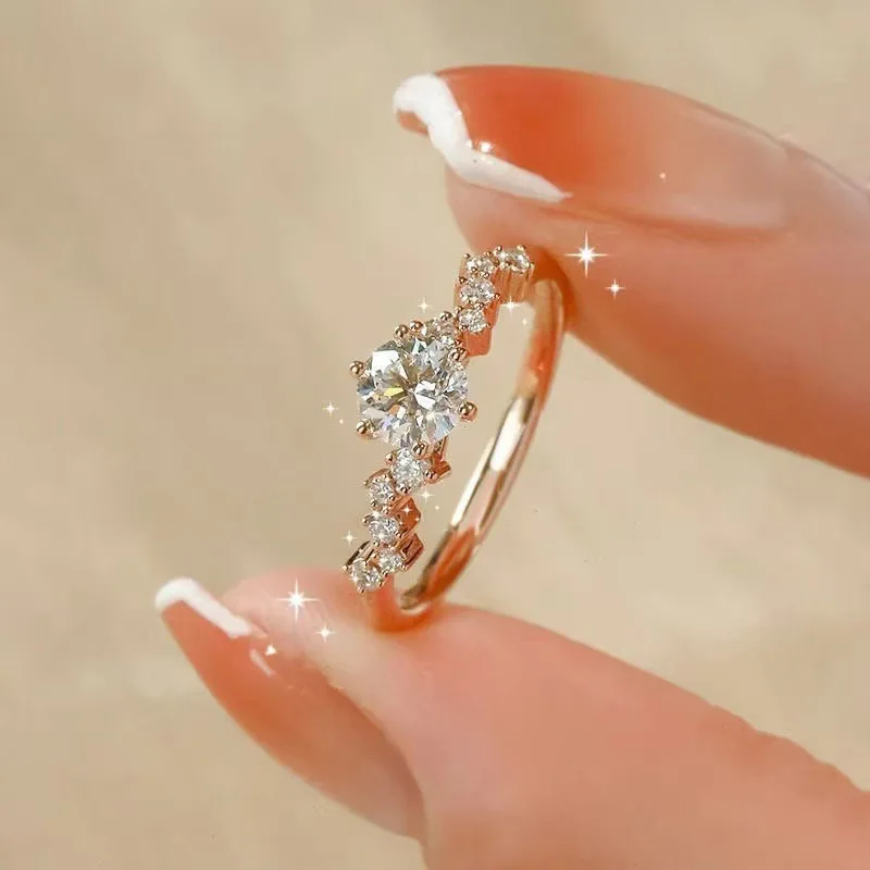 Geometric Alloy Ring with Electroplated Finish • Unisex Ins-Style Design • Round Shape Accent • Rose Gold or Silver Tone • Trend