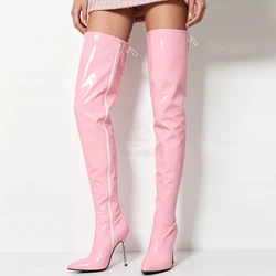 12CM High Heels Over the Knee Boots Sexy Thin High Heel Boots Fashion Pointed toe Boots Women Shoes Big Size