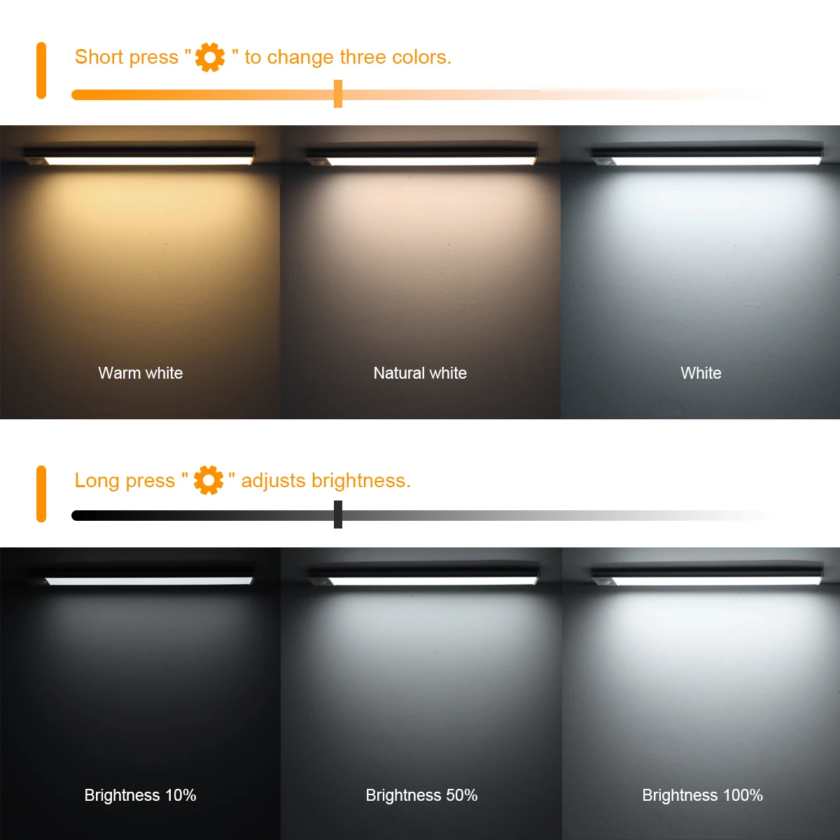 Dimmable LED Bar Sensor Lights for Kitchen Bedroom Closet Cabinet Lighting luz led sensor movimiento luz led recargable Recharge