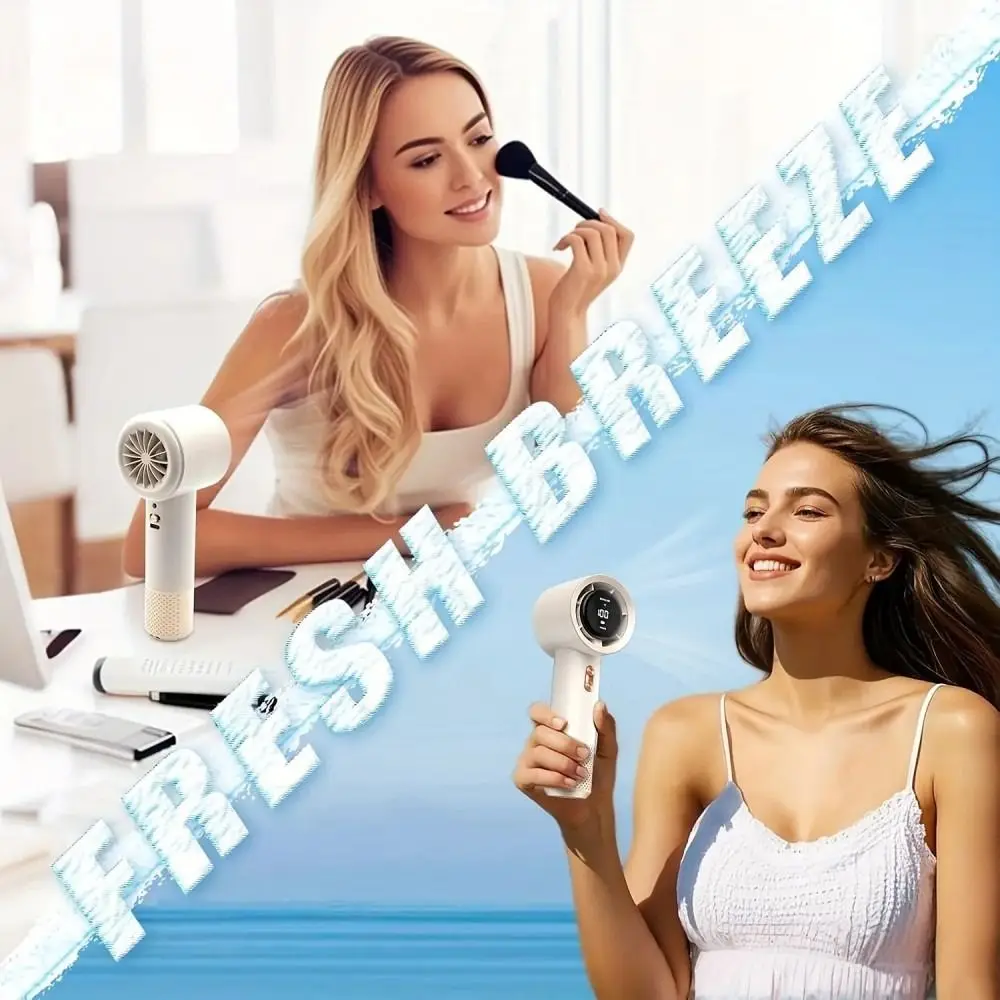 New Adjustable Speeds Handheld Fan USB Charging Strong Wind High-Speed Fan Low Noise Bladeless Electric Fan Outdoor/Home/Office