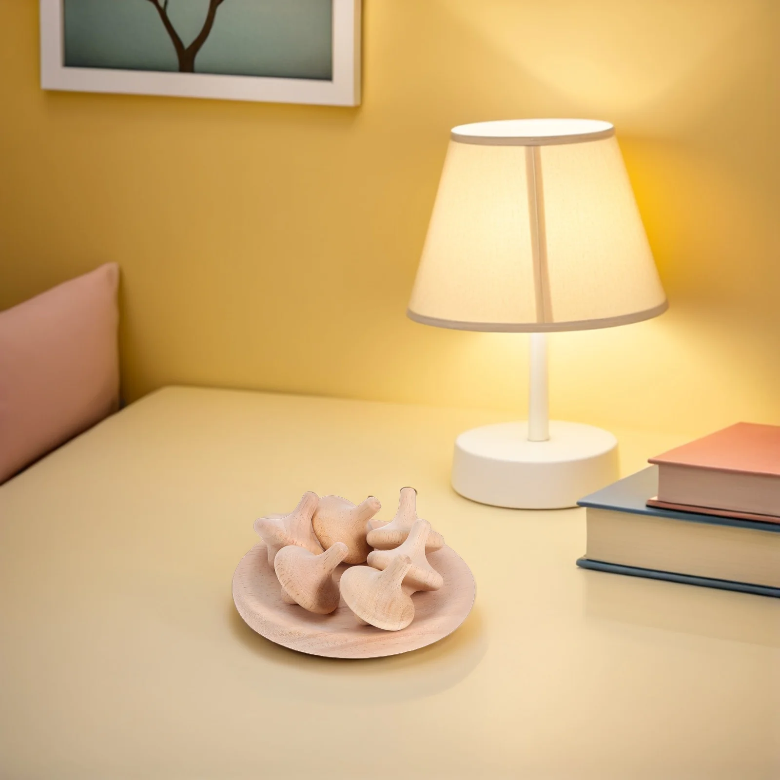 

6Pcs Spinning Top Wooden DIY Craft for Kids Enhance Fine Motor Skills Unfinished Painting Project Spin Game Indoor Learning Fun