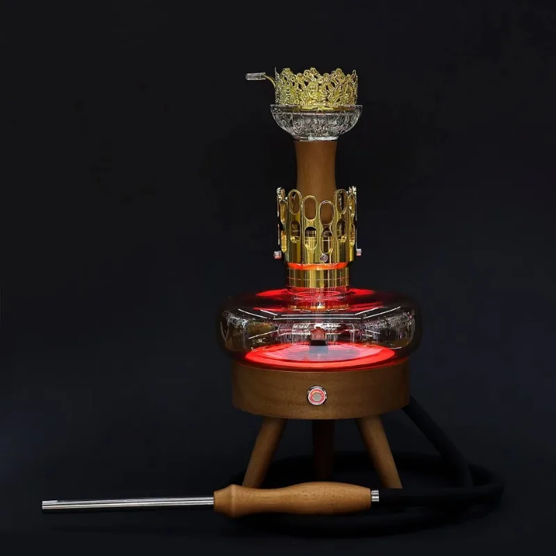 Solid Wood Flying Saucer  Hookah Touch Switch Lacquer Technique Light Atmosphere Metal