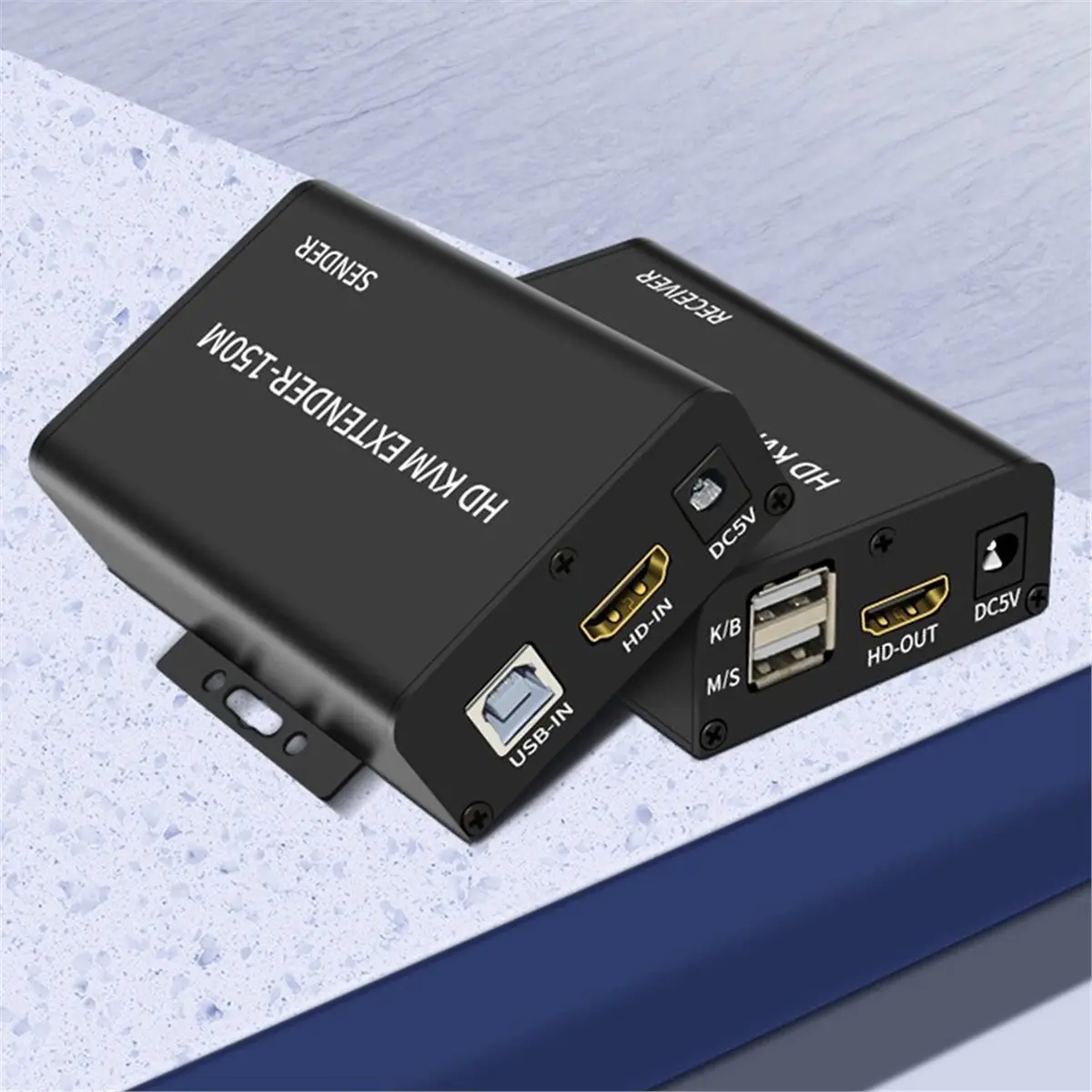 150M -Compatible KVM Extender over RJ45 Cat5e/6 Ethernet 1080P USB Extende to RJ45 Extension Adapter EU Plug