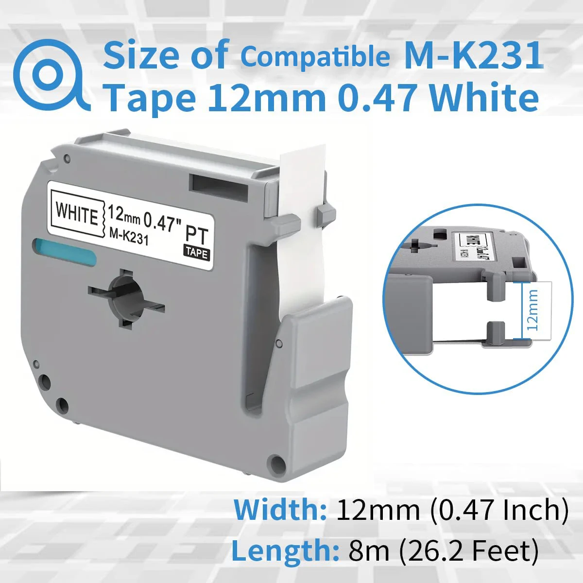 1pk MK Tape M-K231 Compatible P Touch MK231 M-K 431 M K 531 631 731 For Brother Label Maker PT-65 PT-70 PT-80 PT-M95