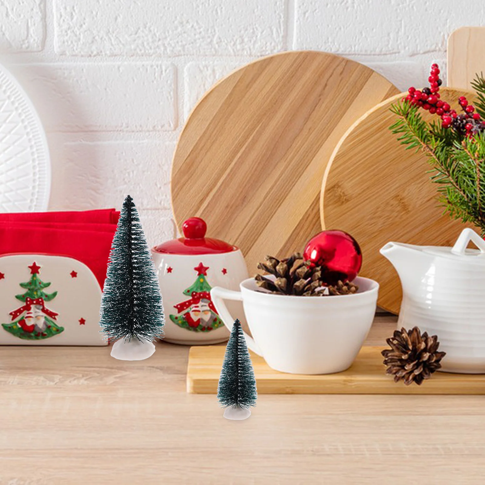 

10Pcs Mini Artificial Xmas Tree Miniature Tabletop Christmas Party Decor Small Desktop Xmas Ornament Festive Decor