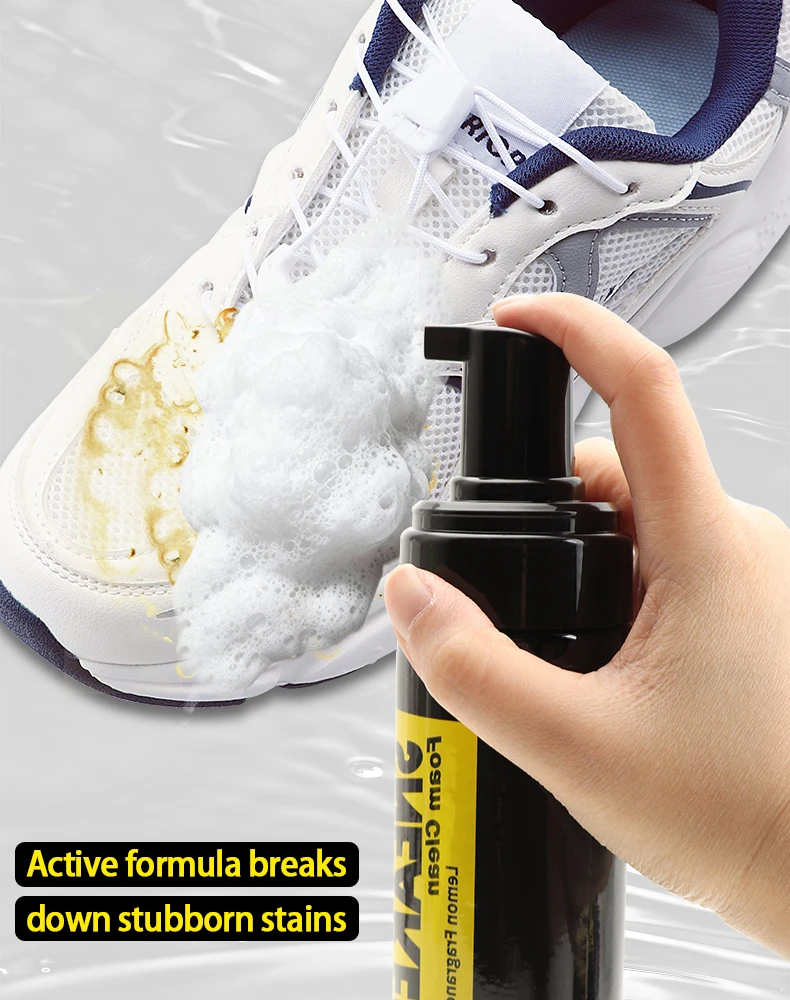 White Shoe Cleaner Foam Dry Cleaning Kit 150ML Waterless Foam Sneaker Cleaner Shoe Brush and Cleaning Cloth Set
