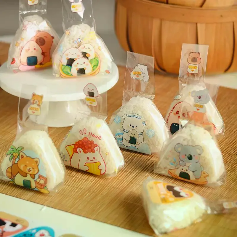 (50Pcs Cute Cartoon Onigiri Packaging Bags Food Safe Material Self Sealing Design Perfect For Home Bento Picnic Lunch Packing)