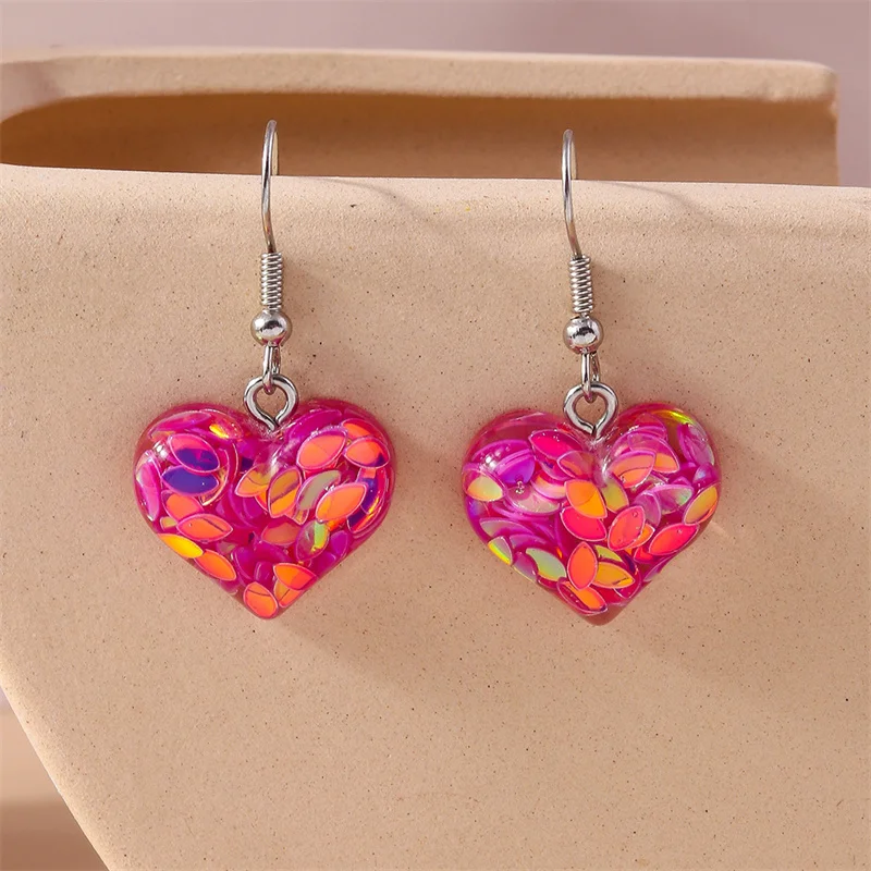 Aihua Glänzende glitzernde rote Herz-Ohrringe für Frauen, romantische Freundinnen, Braut, Hochzeit, Party, Schmuck, Valentinstagsgeschenke – Detail 8
