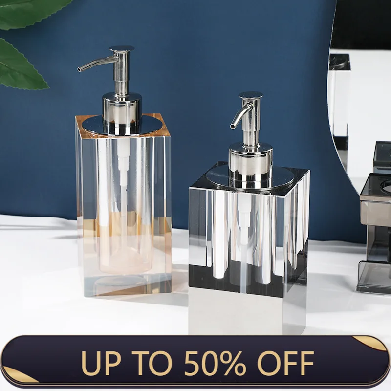 Premium Geometric Diamond Crystal Glass Soap Dispenser Luxury Hotel Home Lotion Bottle Bathroom Accessories