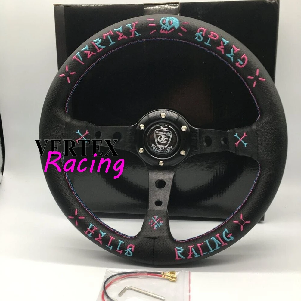 330MM Universal Speed Racing Vertex Steering Wheel JDM Deep Corn Sport Game Leather Speed VERTEX Steering Wheel For Toyota VW