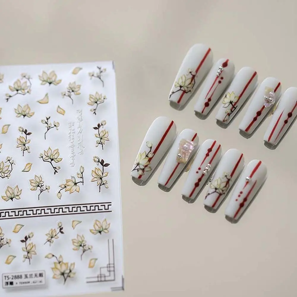 

Flowers Stickers Nail Stickers 3D Relief Chinese Style Peach Blossom Nail Accessories Magnolia Camellia Nail Decals Nail Salon