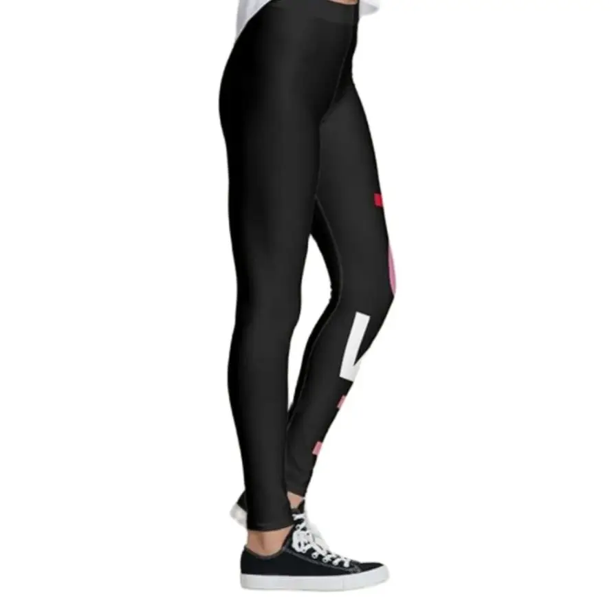 Love letter-printed slim-fit elastic leggings for women with elastic waist