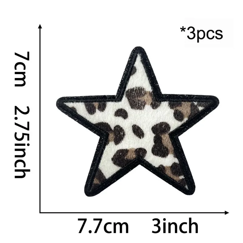 3 Stück Leoparden-Stern-Aufnäher zum Aufbügeln, glitzernde bestickte Applikation, Aufnäher für Jeans, Rucksäcke, Kleidung, Jacken, Hüte, DIY-Dekoration – Detail 3