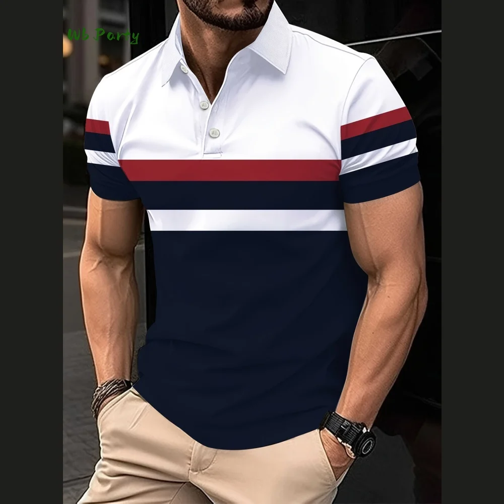 Simple Men's Polo Short Sleeve Fashion Breathable Sports Polo Shirt 3D Printed Versatile Male Shirts Apparel Outdoor Polo Shirt