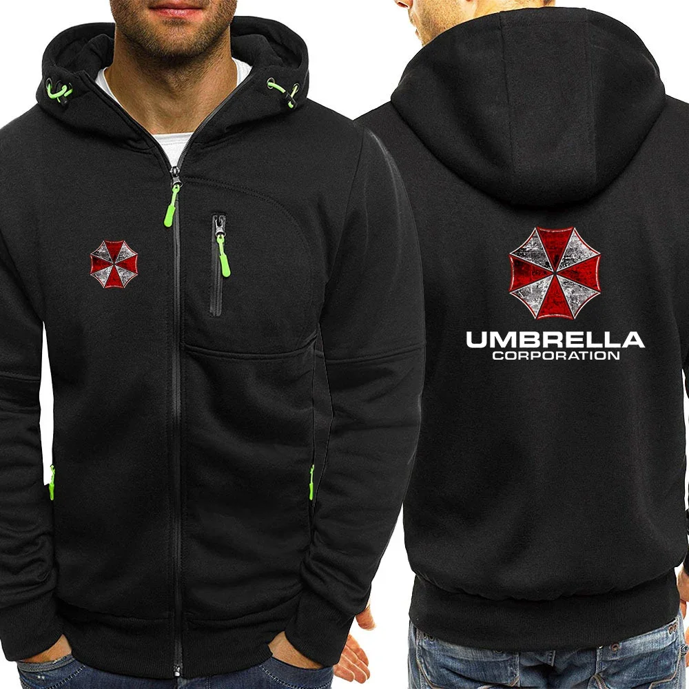 2026 Spring And Autumn Man's Premium Cardigan Hoodies Coat Umbrella Corporation Graphic Logo Print Daily Solid Color Jacket