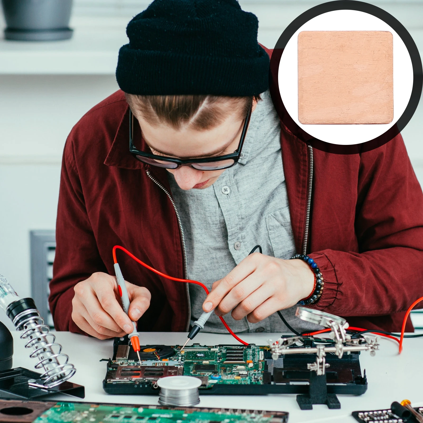 

10 шт., медный лист, термопрокладка для охлаждения IC, радиатор с высокой проводимостью, модуль радиатора графического процессора, простая установка, декор