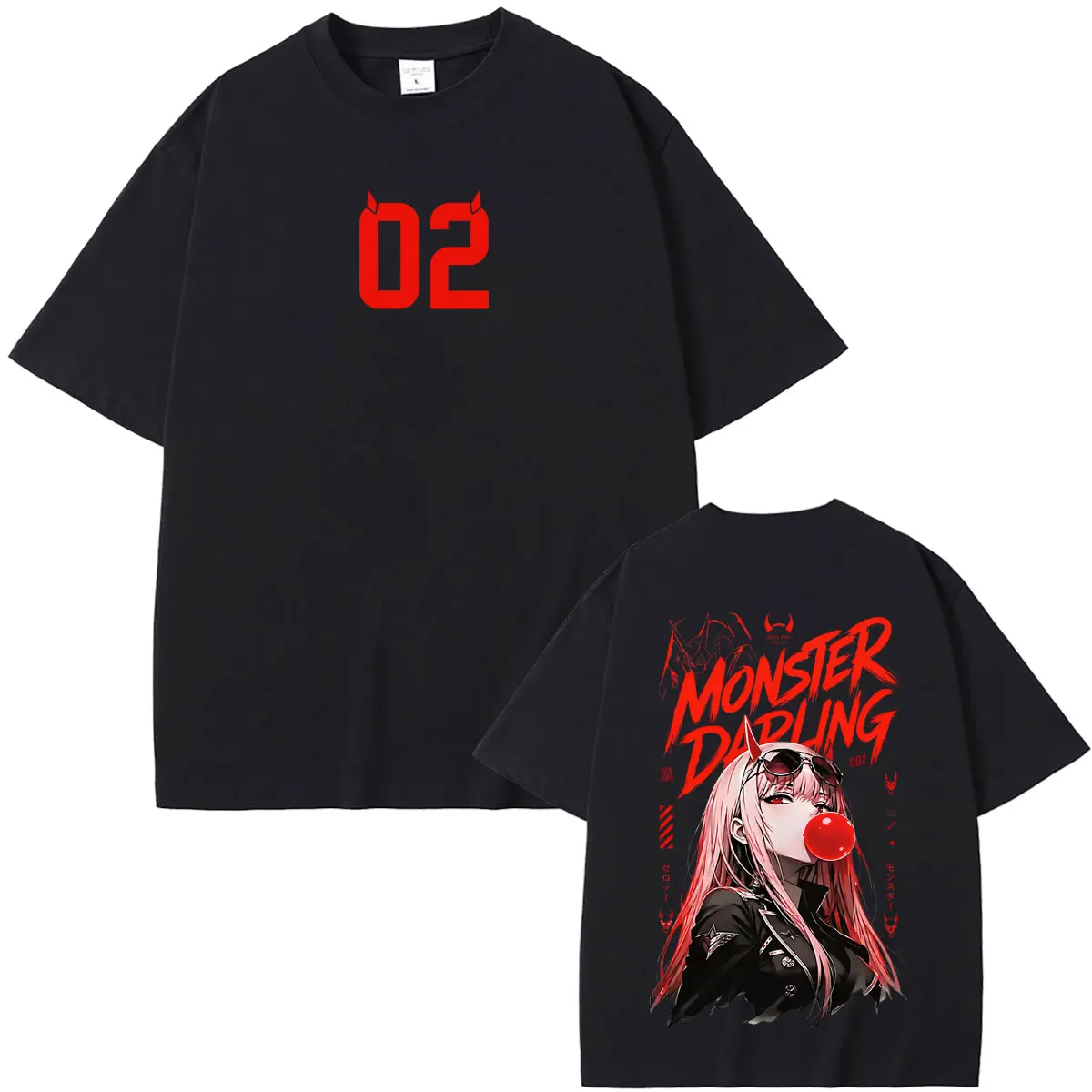 

Anime Darling in The Franxx Zero Two T Shirts Men Women Retro Manga Oversized Streetwear Male Fashion Casual Soft Cotton T-shirt