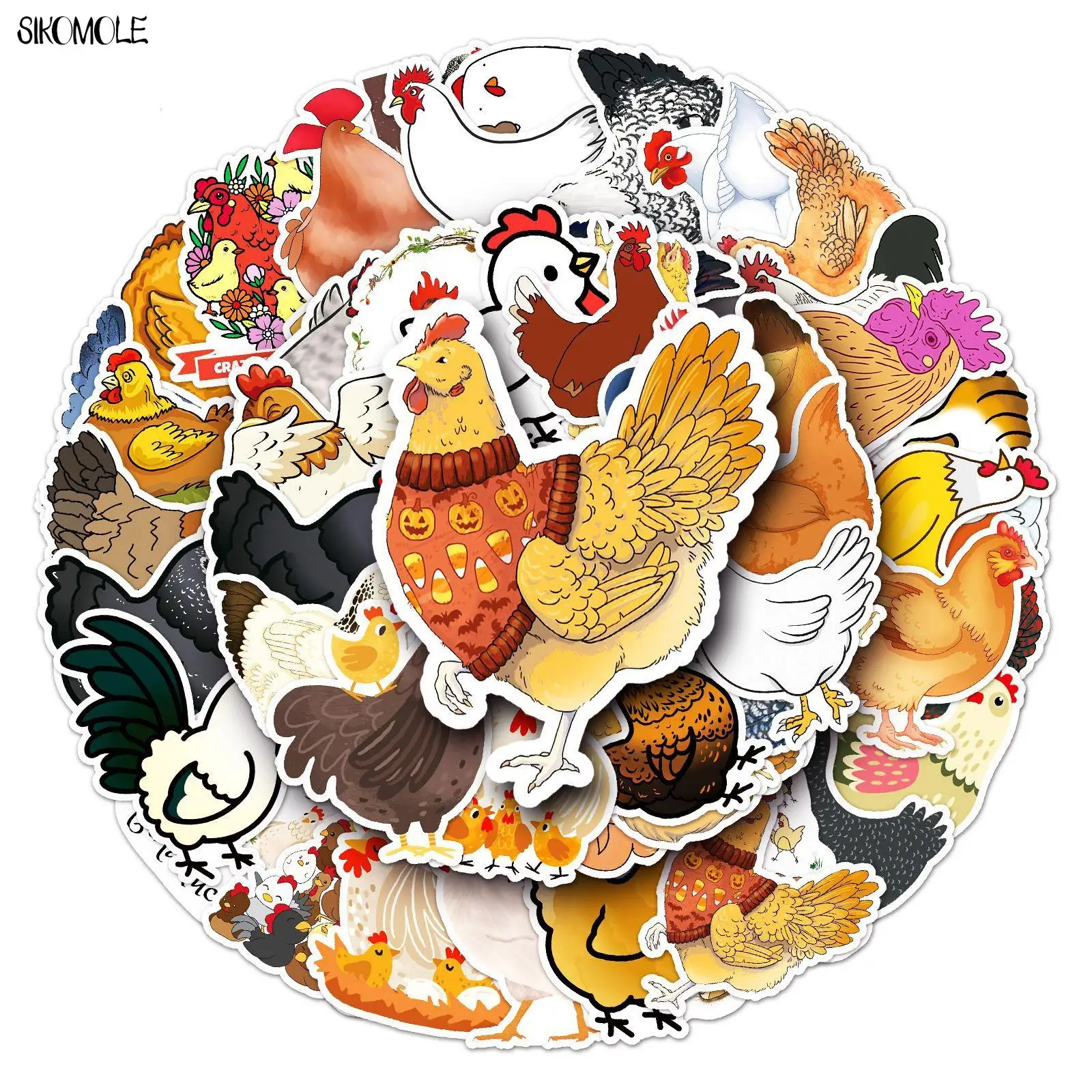 10/30/50PCS Cartoon Cute Chicken Stickers Kawaii Animals DIY Car Skateboard Laptop Motorcycle Graffiti Sticker Decal Kids Toy F5