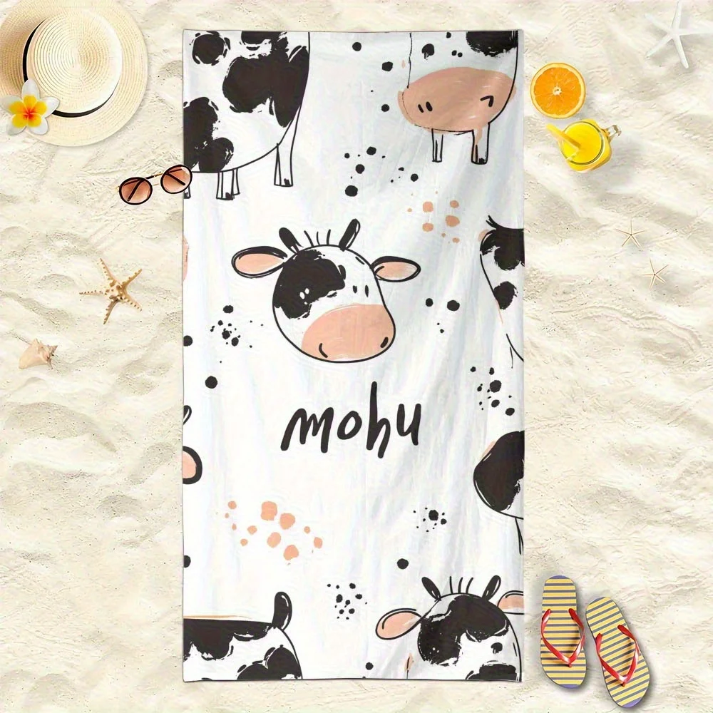 Beach towel cow pattern sun protection and windproof suitable for beach pool camping travel beach blanket