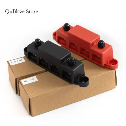 12V Power Distribution Bus Bar Block With Cover M8 M10 High Current Terminal Studs For Truck Boat Car Camper RV 10 best sales 12v terminal - №7