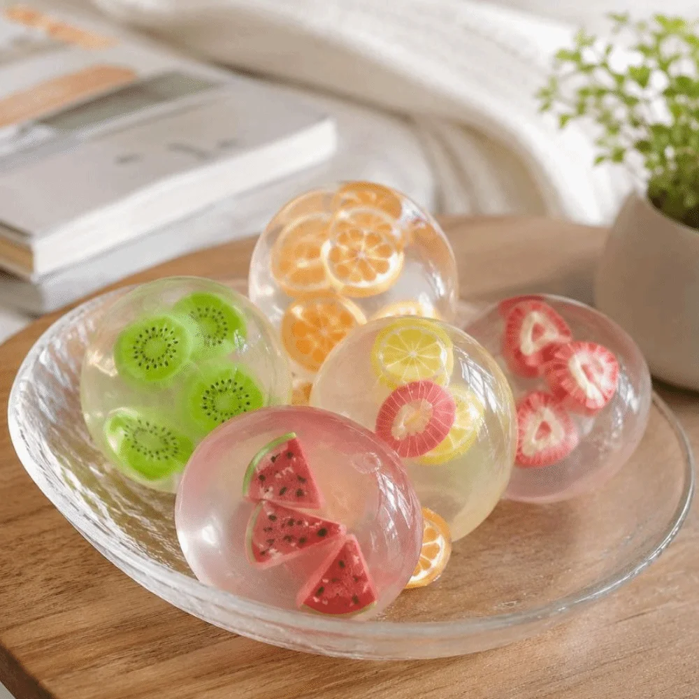 Strawberry Coconut Oil Squishy Ball Orange Watermelon Fruit Coconut Balls Squeeze Transparent Clear Jelly