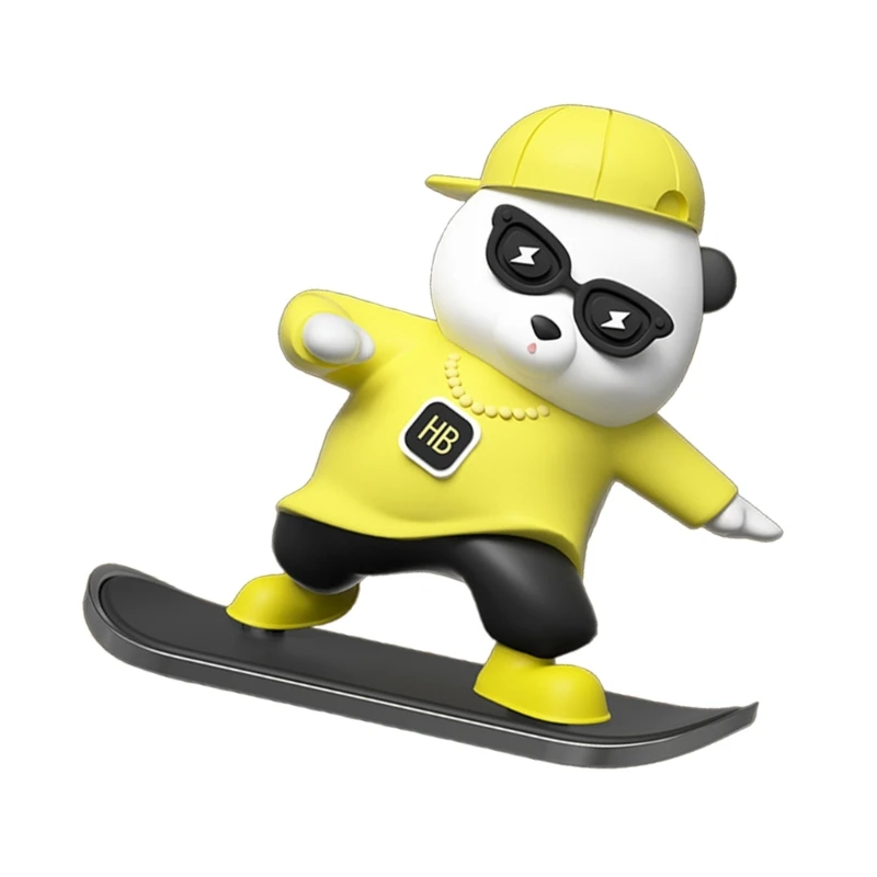 Upgrades Skateboarding Bear Car Decoration Eye Catching Bear on Skateboard Portable Desk Decors Home Beautifications Dropship