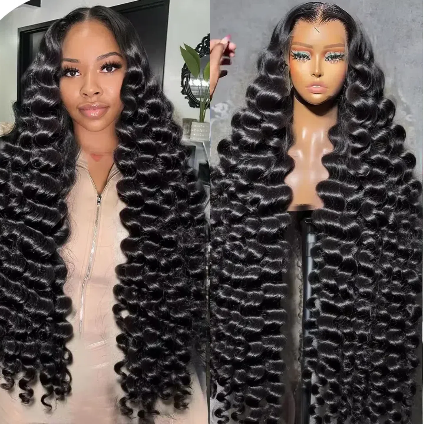 

Loose Deep Wave 13x4 13x6 HD Frontal Wigs 30 36 Water Deep Curly Lace Front Human Hair Wigs 200 Density Gluless Human Hair