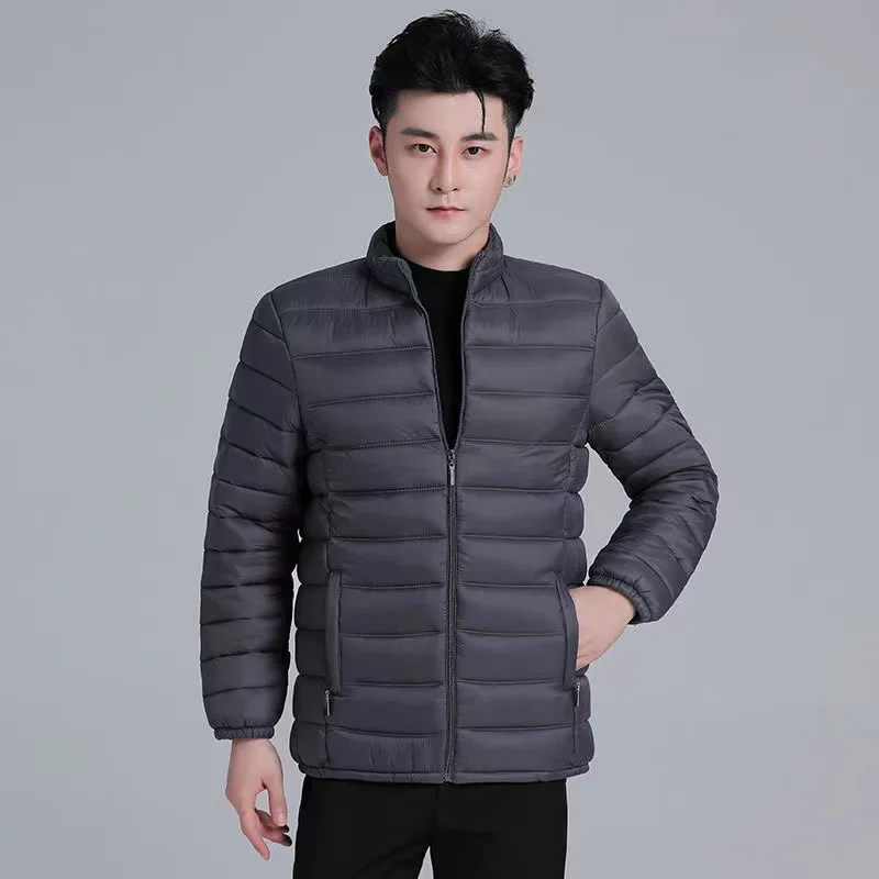 Jaqueta casual blusão masculina, casaco grosso de inverno, sobretudo com gola alta, Parkas de algodão fino, Parkas masculinos à prova de vento, Q787