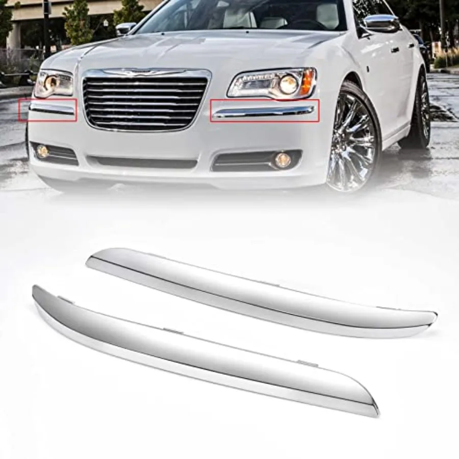 

Front Bumper Molding Trim Chrome Compatible with Chrysler 300 2011 2012 2013 2014 Left and Right Side Bumper Cover Molding Repl