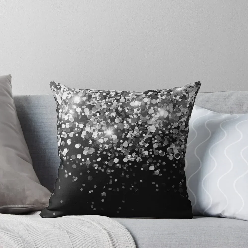 Silver Gray Black Glitter #3 (Faux Glitter - Photography) #shiny #decor #art Throw Pillow Christmas Pillow Pillowcase Pillow