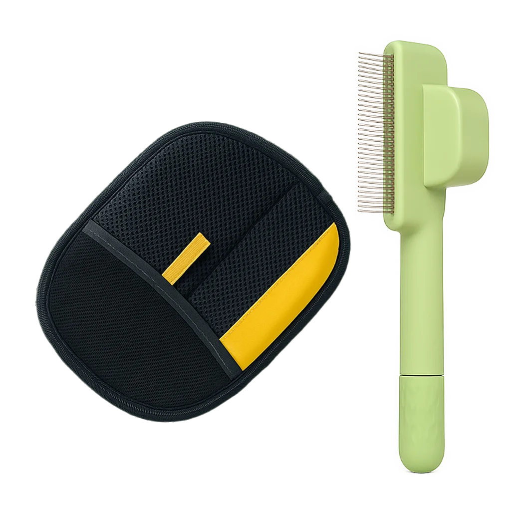 고양이 개 그루밍 세트: 린트 장갑과 엉킴 방지 빗 이미지