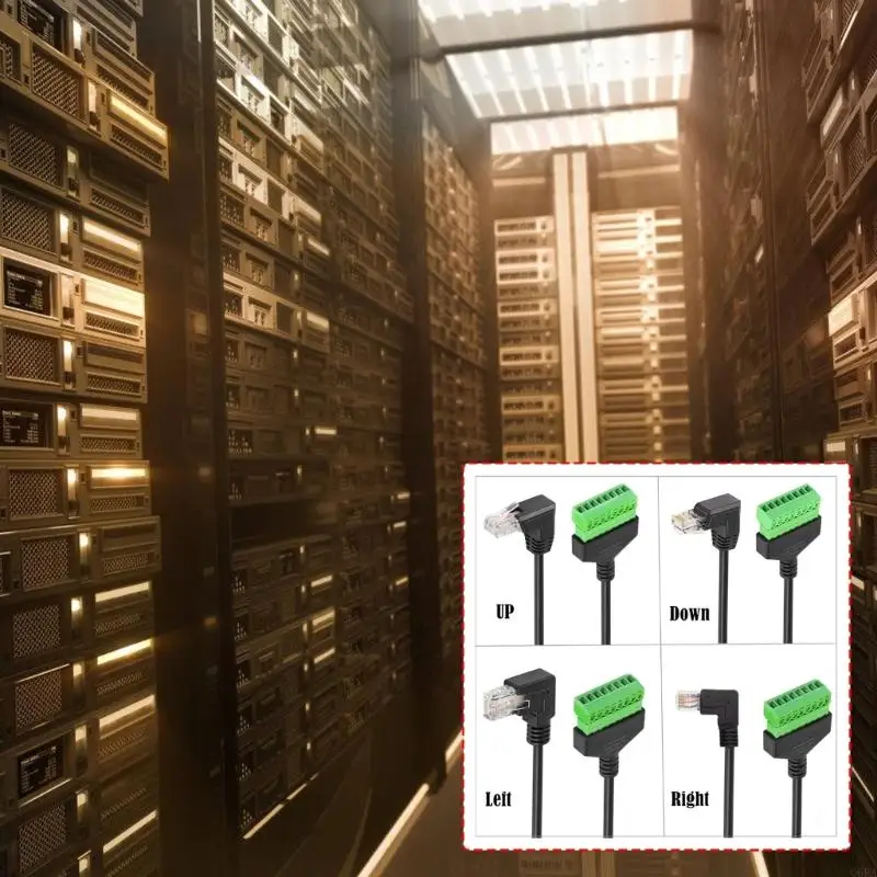 Q6PA Networking Wiring Connectors Cable, RJ45 Right-Angle Plug to 8Pin Screw Terminal Block With 30CM Cable Length
