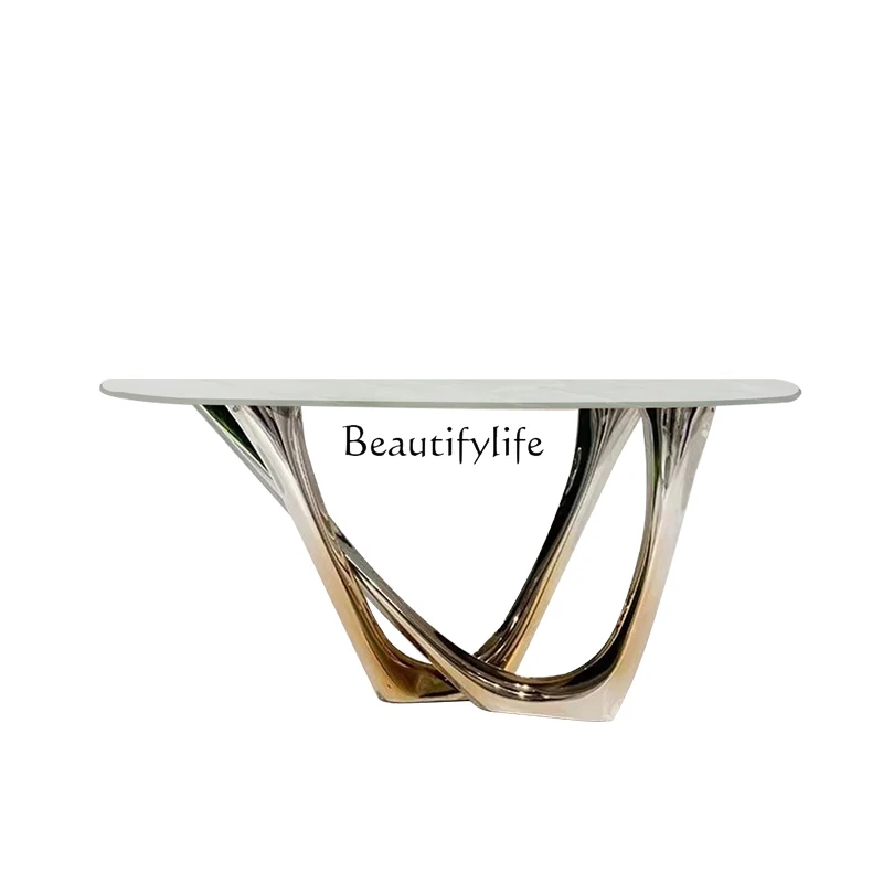 

-*High-end Italian light luxury stone entrance table light luxury marble entrance platform