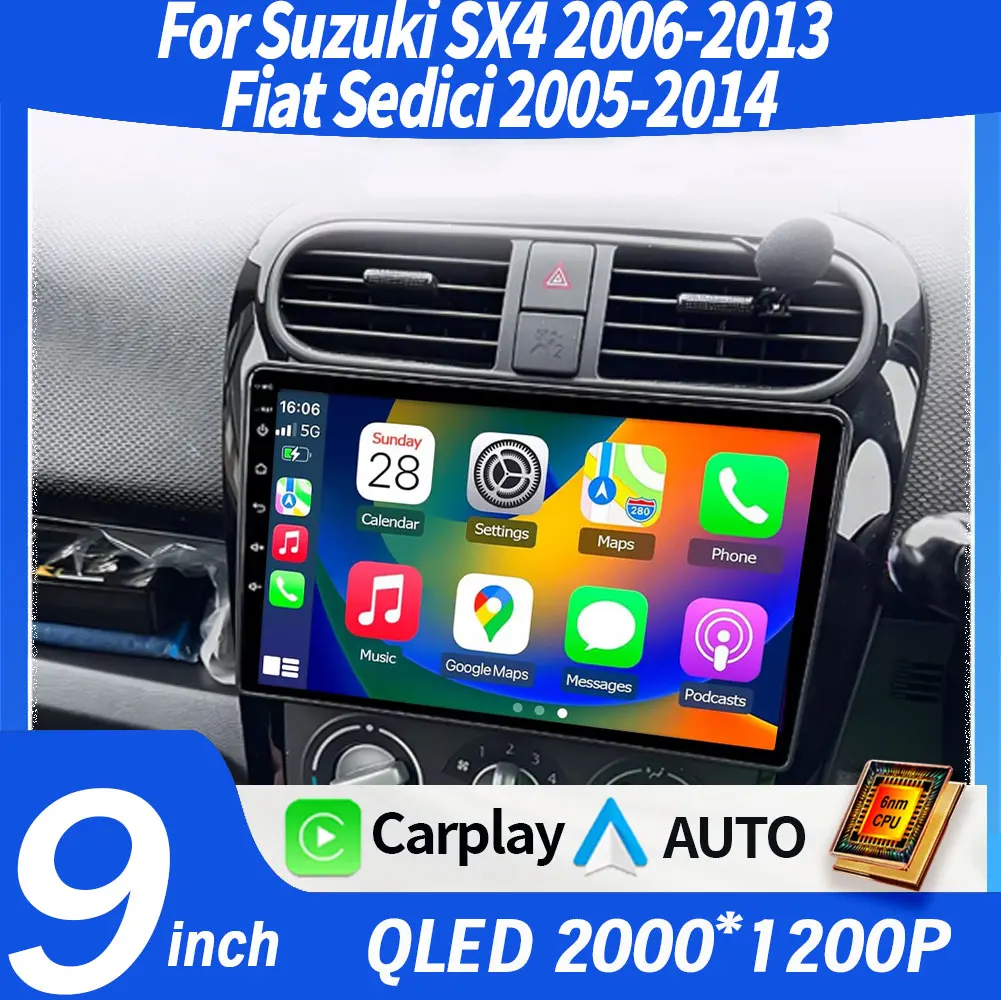 راديو السيارة لسوزوكي SX4 2006-2013 فيات سيدسي 2005-2014 أندرويد 15 مشغل وسائط متعددة نظام تحديد المواقع والملاحة CarPlay 5G نظام تحديد المواقع autoradio BT #1