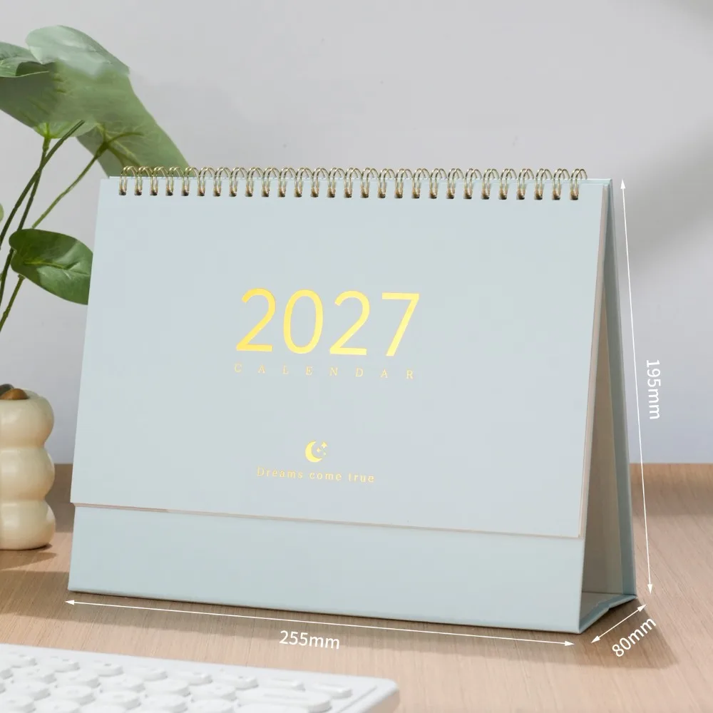 Paper 2027 Desk Calendar Morandi Color Spiral Binding Monthly Planner Desktop Size Monthly View Academic Planner Office Desk