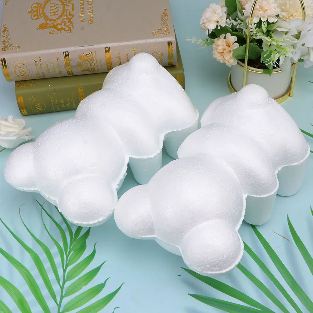 3Pcs Bear Shape White Foam Balls 20Cm DIY Craft Embryo Bear Desktop Decor Perfect for Art Projects Desktop Decor
