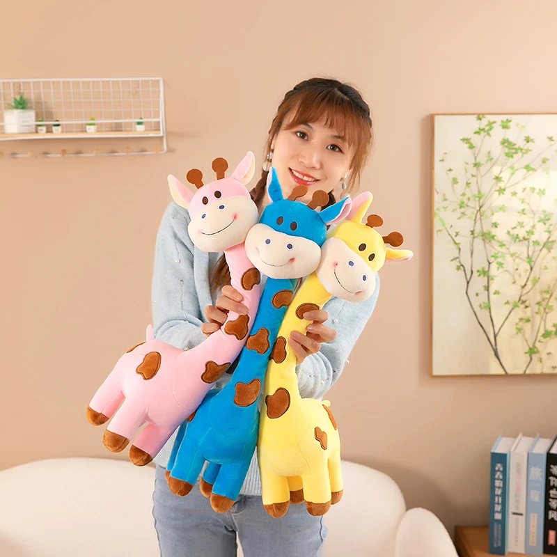Cartoon Giraffe Simulation Animal Ornament Doll Soft Stuffed Animal Sleeping Pillow Cushion Christmas Gifts for Kids and Girls