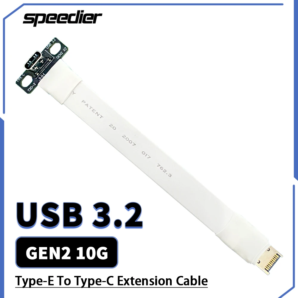 Right Angled White USB3.2 GEN2 Type-E To Type-C Extension Cable Internal USB 3.2 Male To Female Screw Holes Motherboard Extender