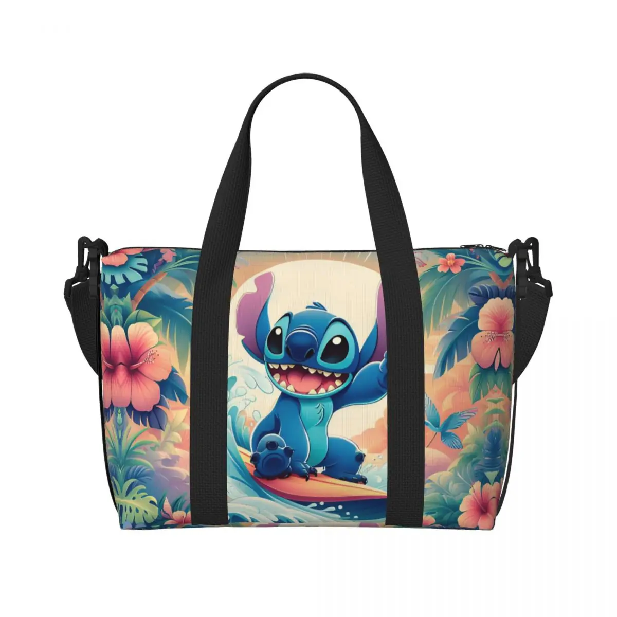 

Custom Stitch Anime Printed Tote Bag Women Large Capacity Kawaii Cartoon Design Beach Gym Travel Bags