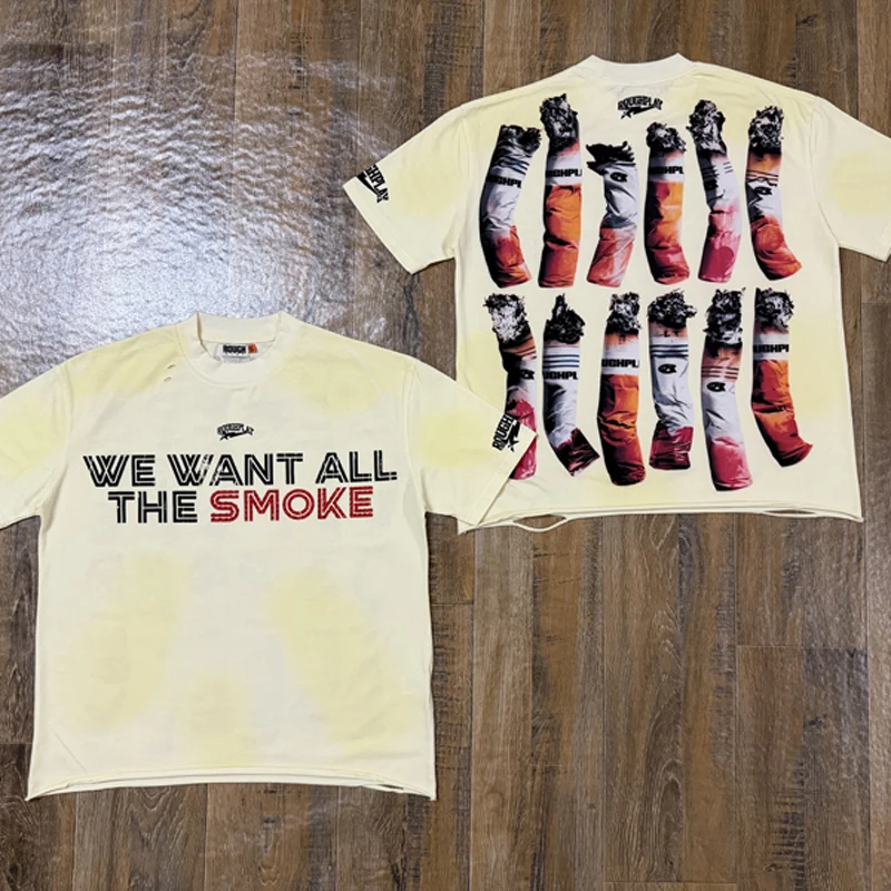 American Street Rough Play T-Shirts High Quality Patterned Printed Short Sleeves Summer Retro Casual T-Shirt